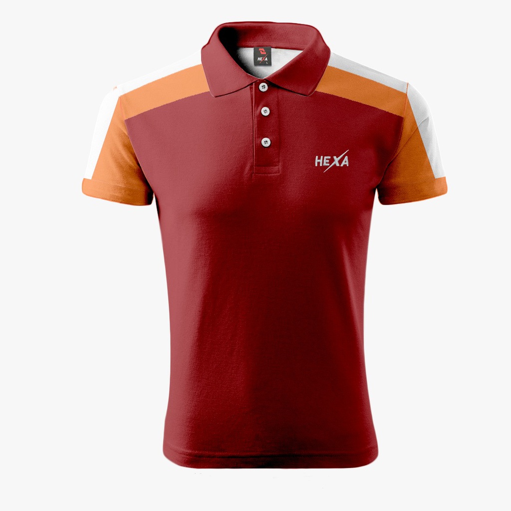 Hexa Polo Tech 1200704 Maroon/Org/Wht