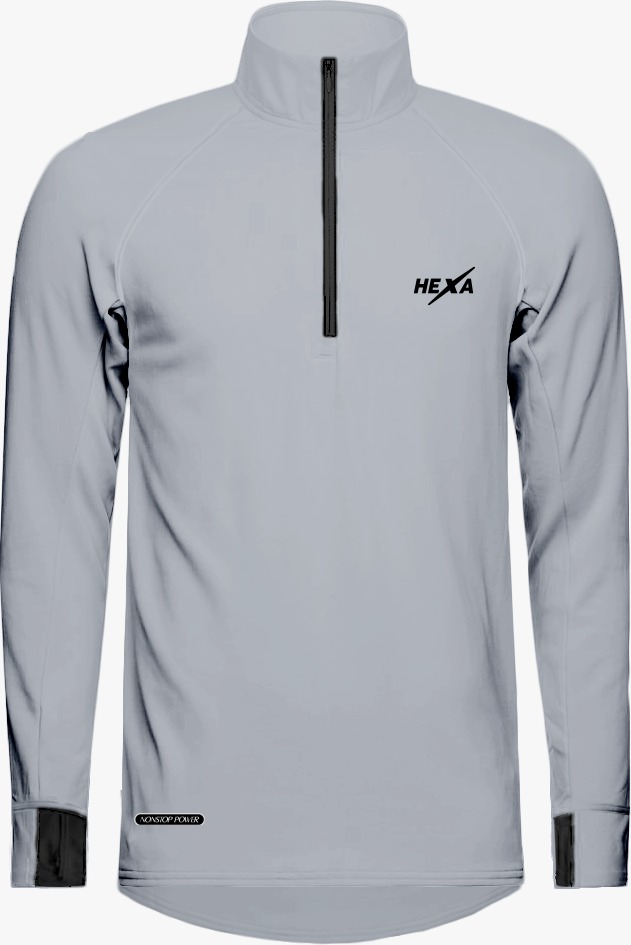 Hexa Kayan Quarter Zip Top GRY, 8200105